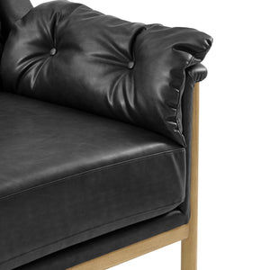 New Pacific Direct Larry Faux Leather Tufted Accent Arm Chair – Elegant Scandi-inspired Comfort For Your Living Room Casa Black  3900128-662-npd