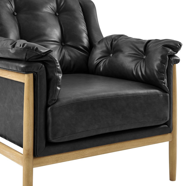 New Pacific Direct Larry Faux Leather Tufted Accent Arm Chair – Elegant Scandi-inspired Comfort For Your Living Room Casa Black  3900128-662-npd