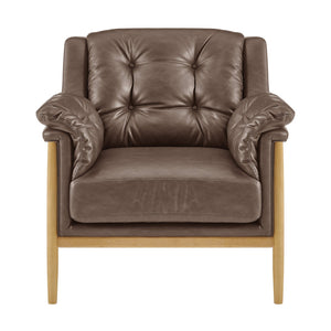 New Pacific Direct Larry Faux Leather Tufted Accent Arm Chair – Elegant Scandi-inspired Comfort For Your Living Room Casa Brown  3900128-718-npd