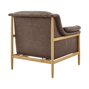 New Pacific Direct Larry Faux Leather Tufted Accent Arm Chair – Elegant Scandi-inspired Comfort For Your Living Room Casa Brown  3900128-718-npd