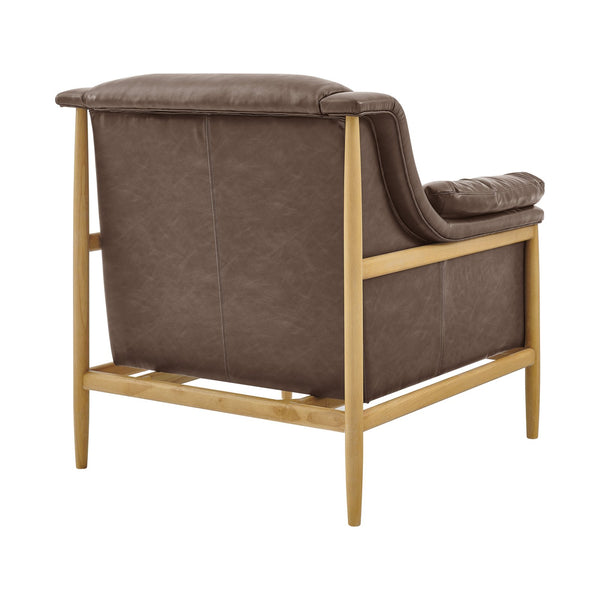 New Pacific Direct Larry Faux Leather Tufted Accent Arm Chair – Elegant Scandi-inspired Comfort For Your Living Room Casa Brown  3900128-718-npd