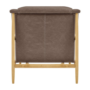 New Pacific Direct Larry Faux Leather Tufted Accent Arm Chair – Elegant Scandi-inspired Comfort For Your Living Room Casa Brown  3900128-718-npd