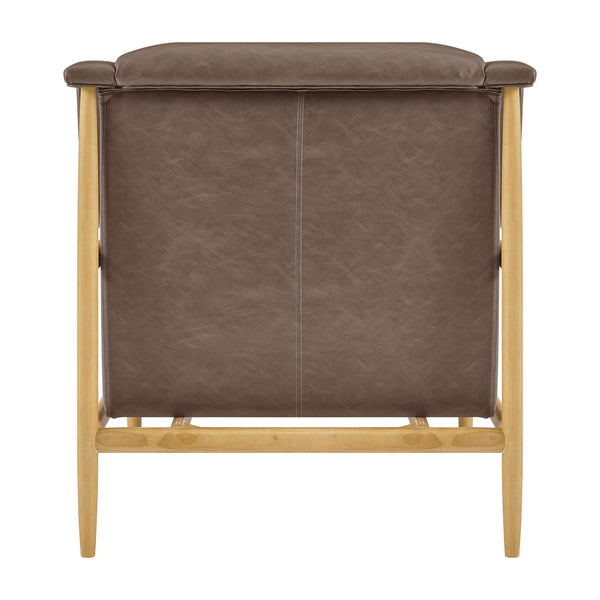 New Pacific Direct Larry Faux Leather Tufted Accent Arm Chair – Elegant Scandi-inspired Comfort For Your Living Room Casa Brown  3900128-718-npd