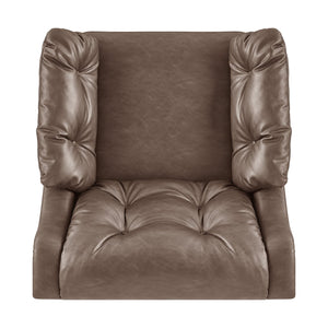 New Pacific Direct Larry Faux Leather Tufted Accent Arm Chair – Elegant Scandi-inspired Comfort For Your Living Room Casa Brown  3900128-718-npd