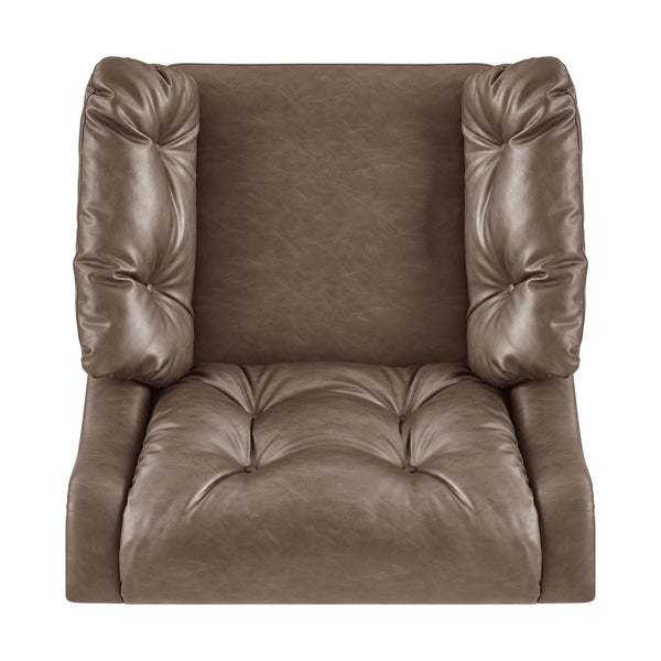New Pacific Direct Larry Faux Leather Tufted Accent Arm Chair – Elegant Scandi-inspired Comfort For Your Living Room Casa Brown  3900128-718-npd