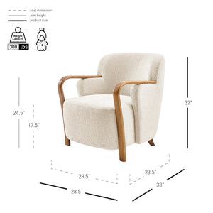 New Pacific Direct Tania Luxurious Boucle Accent Arm Chair - Spacious Comfort With Elegant Nettlewood-tone Finish Palladian Beige 100% Polyester (Recycled) 3900129-613-npd