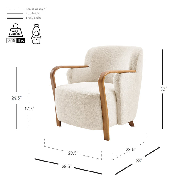 New Pacific Direct Tania Luxurious Boucle Accent Arm Chair - Spacious Comfort With Elegant Nettlewood-tone Finish Palladian Beige 100% Polyester (Recycled) 3900129-613-npd