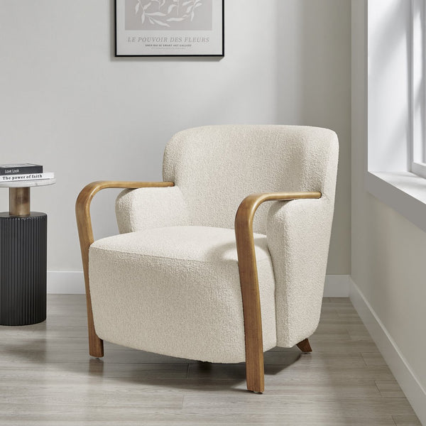 New Pacific Direct Tania Luxurious Boucle Accent Arm Chair - Spacious Comfort With Elegant Nettlewood-tone Finish Palladian Beige 100% Polyester (Recycled) 3900129-613-npd