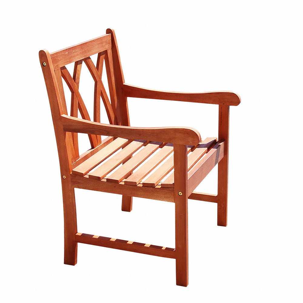 Homeroots Brown Dining Armchair With Diagonal Back  Wood 390012