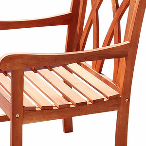 Homeroots Brown Dining Armchair With Diagonal Back  Wood 390012