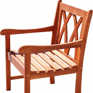 Homeroots Brown Dining Armchair With Diagonal Back  Wood 390012