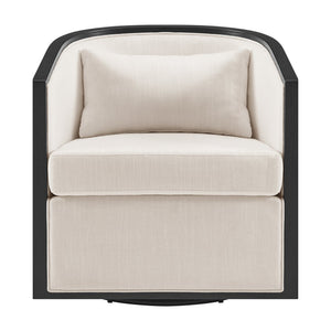 New Pacific Direct Marilyn Swivel Accent Arm Chair – Stylish Barrel-back Design With Rattan Frame And Cozy Upholstery Shortbread,Natural 100% Polyester 3900130-bl-npd