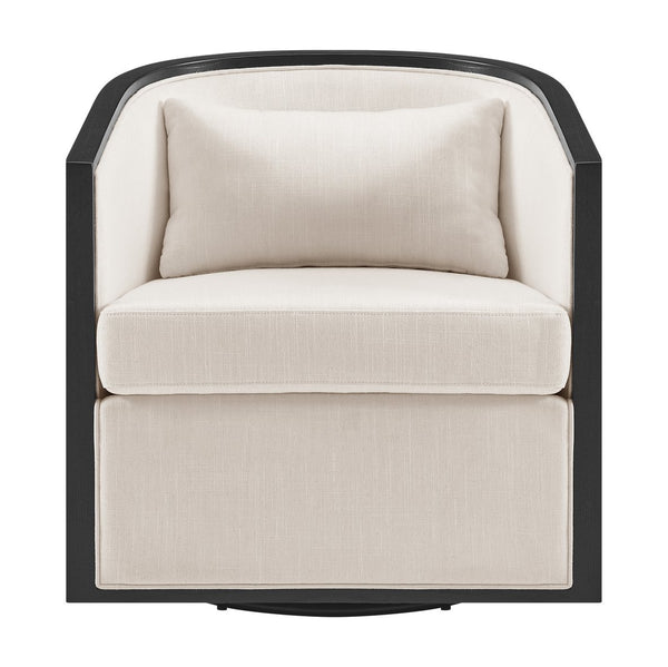 New Pacific Direct Marilyn Swivel Accent Arm Chair – Stylish Barrel-back Design With Rattan Frame And Cozy Upholstery Shortbread,Natural 100% Polyester 3900130-bl-npd