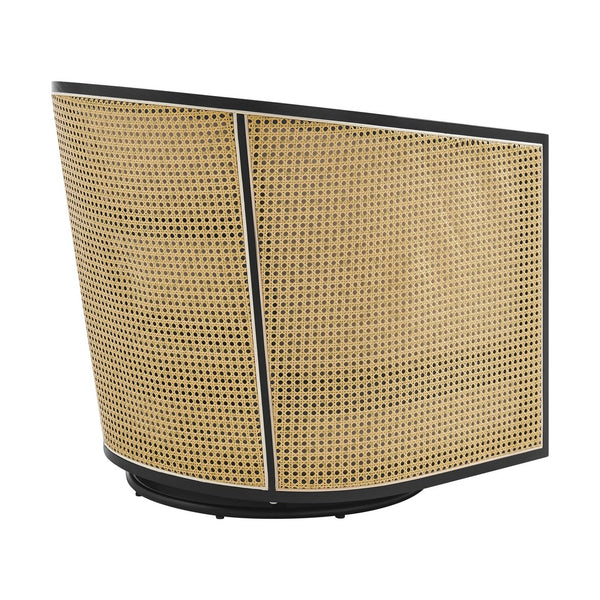 New Pacific Direct Marilyn Swivel Accent Arm Chair – Stylish Barrel-back Design With Rattan Frame And Cozy Upholstery Shortbread,Natural 100% Polyester 3900130-bl-npd