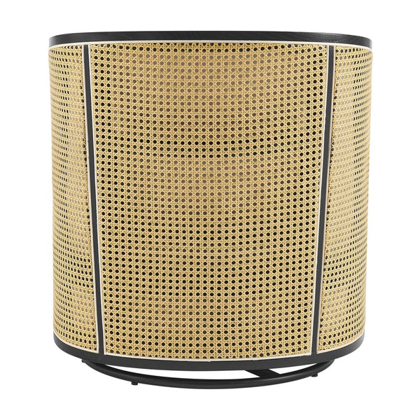 New Pacific Direct Marilyn Swivel Accent Arm Chair – Stylish Barrel-back Design With Rattan Frame And Cozy Upholstery Shortbread,Natural 100% Polyester 3900130-bl-npd