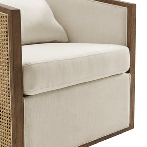 New Pacific Direct Marilyn Swivel Accent Arm Chair – Stylish Barrel-back Design With Rattan Frame And Cozy Upholstery Shortbread,Natural 100% Polyester 3900130-n-npd