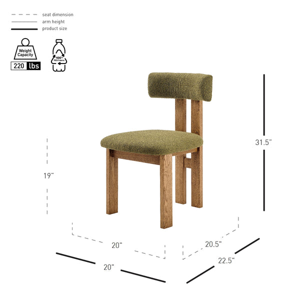 New Pacific Direct Hailey Boucle Dining Side Chair Set - Unique Craftsman-style Design With Sleek Minimalist Appeal Palladian Green 100% Polyester (Recycled) 3900131-611-npd
