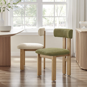 New Pacific Direct Hailey Boucle Dining Side Chair Set - Unique Craftsman-style Design With Sleek Minimalist Appeal Palladian Green 100% Polyester (Recycled) 3900131-611-npd