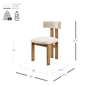 New Pacific Direct Hailey Boucle Dining Side Chair Set - Unique Craftsman-style Design With Sleek Minimalist Appeal Palladian Beige 100% Polyester (Recycled) 3900131-613-npd