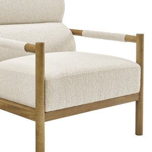 New Pacific Direct Olsen Boucle Accent Arm Chair – Timeless Danish Design, Comfortable Seating In Chic Palladian Beige & Black Palladian Beige 100% Polyester (Recycled) 3900133-613-npd