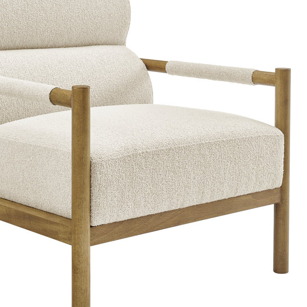 New Pacific Direct Olsen Boucle Accent Arm Chair – Timeless Danish Design, Comfortable Seating In Chic Palladian Beige & Black Palladian Beige 100% Polyester (Recycled) 3900133-613-npd