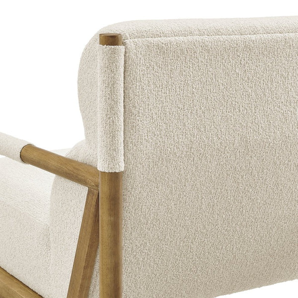 New Pacific Direct Olsen Boucle Accent Arm Chair – Timeless Danish Design, Comfortable Seating In Chic Palladian Beige & Black Palladian Beige 100% Polyester (Recycled) 3900133-613-npd