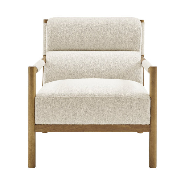 New Pacific Direct Olsen Boucle Accent Arm Chair – Timeless Danish Design, Comfortable Seating In Chic Palladian Beige & Black Palladian Beige 100% Polyester (Recycled) 3900133-613-npd