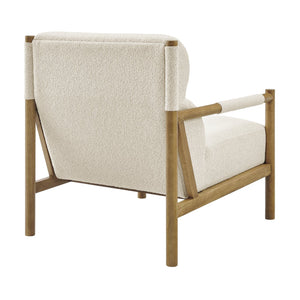 New Pacific Direct Olsen Boucle Accent Arm Chair – Timeless Danish Design, Comfortable Seating In Chic Palladian Beige & Black Palladian Beige 100% Polyester (Recycled) 3900133-613-npd