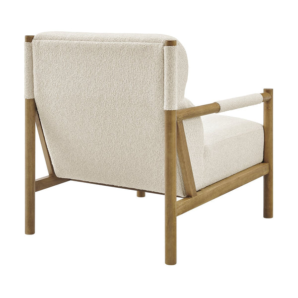 New Pacific Direct Olsen Boucle Accent Arm Chair – Timeless Danish Design, Comfortable Seating In Chic Palladian Beige & Black Palladian Beige 100% Polyester (Recycled) 3900133-613-npd