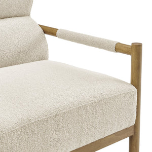 New Pacific Direct Olsen Boucle Accent Arm Chair – Timeless Danish Design, Comfortable Seating In Chic Palladian Beige & Black Palladian Beige 100% Polyester (Recycled) 3900133-613-npd