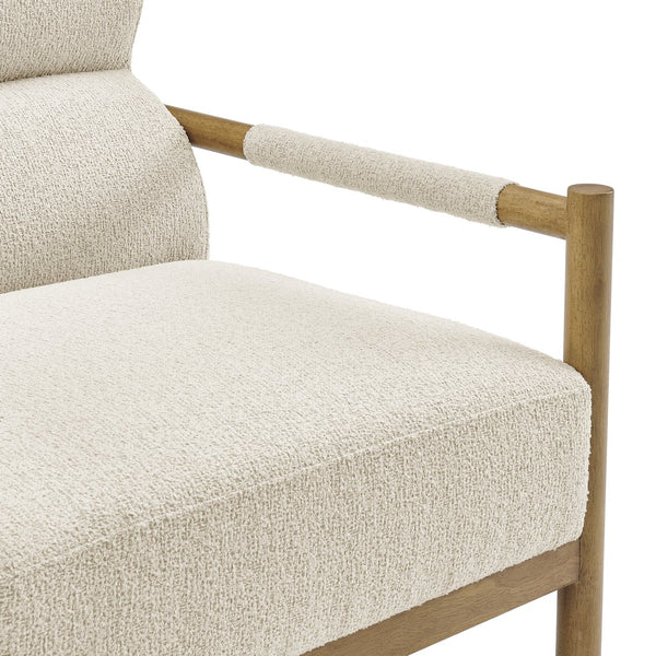 New Pacific Direct Olsen Boucle Accent Arm Chair – Timeless Danish Design, Comfortable Seating In Chic Palladian Beige & Black Palladian Beige 100% Polyester (Recycled) 3900133-613-npd