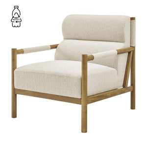 New Pacific Direct Olsen Boucle Accent Arm Chair – Timeless Danish Design, Comfortable Seating In Chic Palladian Beige & Black Palladian Beige 100% Polyester (Recycled) 3900133-613-npd