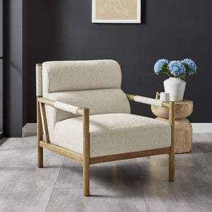 New Pacific Direct Olsen Boucle Accent Arm Chair – Timeless Danish Design, Comfortable Seating In Chic Palladian Beige & Black Palladian Beige 100% Polyester (Recycled) 3900133-613-npd