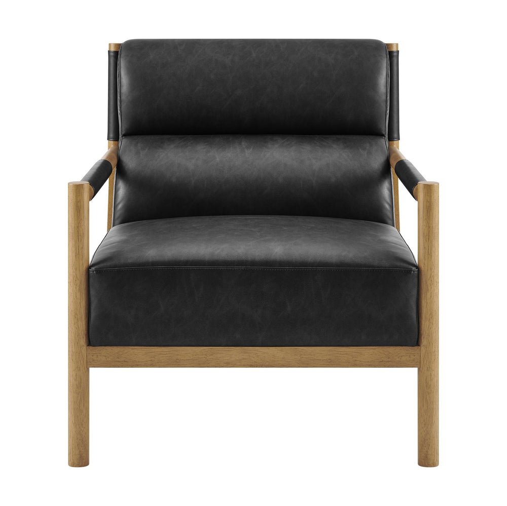New Pacific Direct Olsen Elegant Faux Leather Accent Arm Chair For Timeless Danish Design & Ultimate Comfort Casa Black  3900134-662-npd