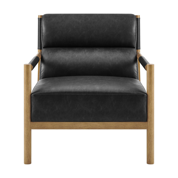 New Pacific Direct Olsen Elegant Faux Leather Accent Arm Chair For Timeless Danish Design & Ultimate Comfort Casa Black  3900134-662-npd