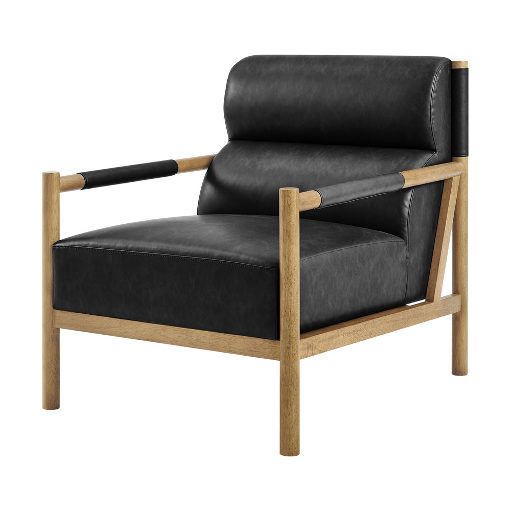 New Pacific Direct Olsen Elegant Faux Leather Accent Arm Chair For Timeless Danish Design & Ultimate Comfort Casa Black  3900134-662-npd