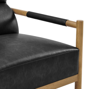 New Pacific Direct Olsen Elegant Faux Leather Accent Arm Chair For Timeless Danish Design & Ultimate Comfort Casa Black  3900134-662-npd