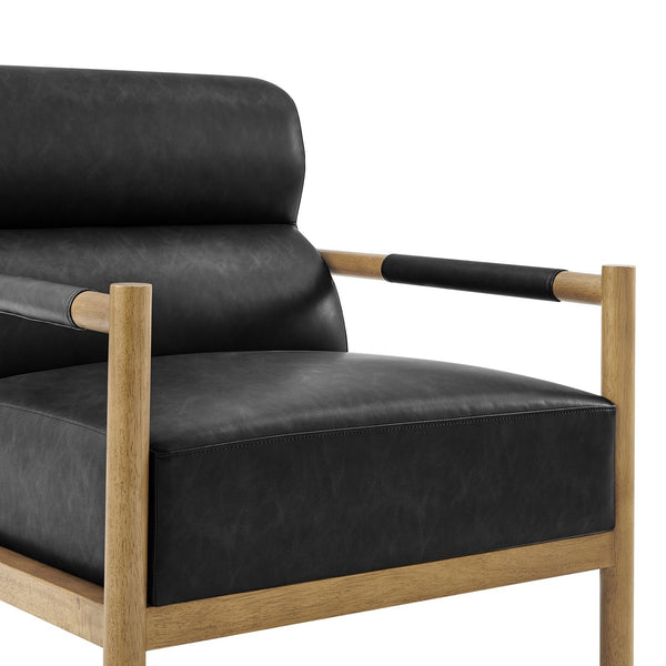 New Pacific Direct Olsen Elegant Faux Leather Accent Arm Chair For Timeless Danish Design & Ultimate Comfort Casa Black  3900134-662-npd