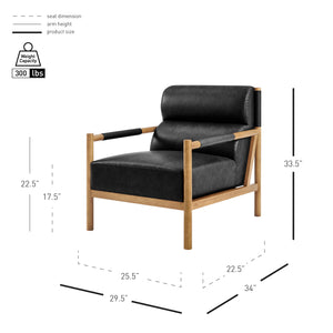 New Pacific Direct Olsen Elegant Faux Leather Accent Arm Chair For Timeless Danish Design & Ultimate Comfort Casa Black  3900134-662-npd