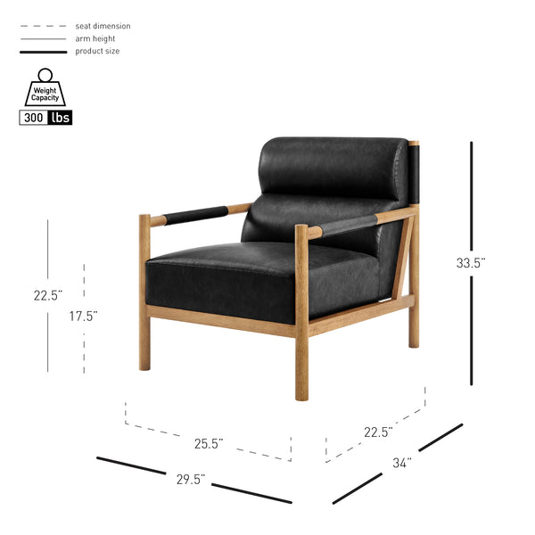 New Pacific Direct Olsen Elegant Faux Leather Accent Arm Chair For Timeless Danish Design & Ultimate Comfort Casa Black  3900134-662-npd