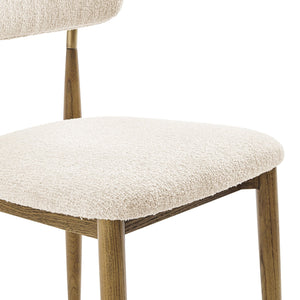 New Pacific Direct Verna Boucle Dining Side Chair Set Of 2 – Luxe Beige Fabric, Mid-century Design With Brass Accents Palladian Beige 100% Polyester (Recycled) 3900135-613-npd