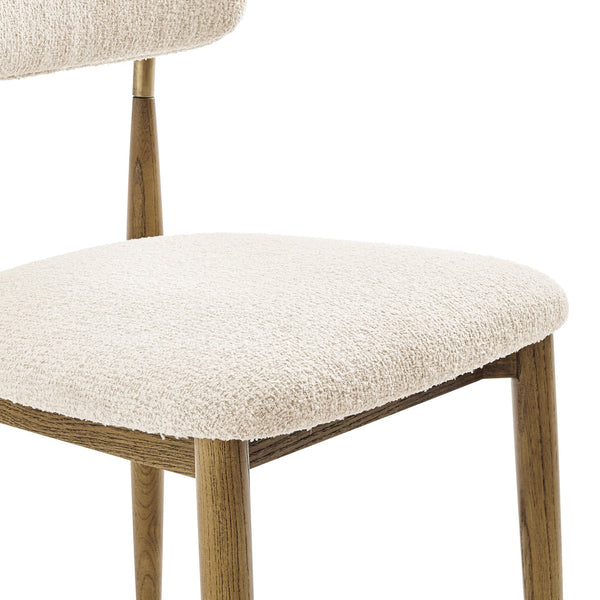 New Pacific Direct Verna Boucle Dining Side Chair Set Of 2 – Luxe Beige Fabric, Mid-century Design With Brass Accents Palladian Beige 100% Polyester (Recycled) 3900135-613-npd