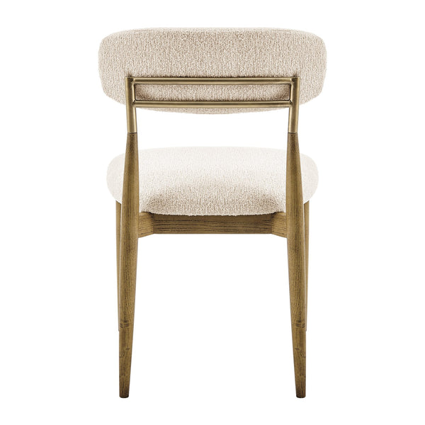 New Pacific Direct Verna Boucle Dining Side Chair Set Of 2 – Luxe Beige Fabric, Mid-century Design With Brass Accents Palladian Beige 100% Polyester (Recycled) 3900135-613-npd