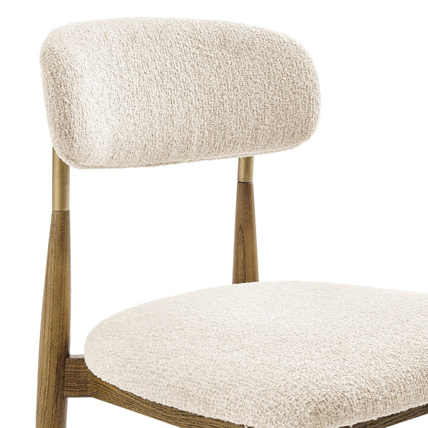 New Pacific Direct Verna Boucle Dining Side Chair Set Of 2 – Luxe Beige Fabric, Mid-century Design With Brass Accents Palladian Beige 100% Polyester (Recycled) 3900135-613-npd