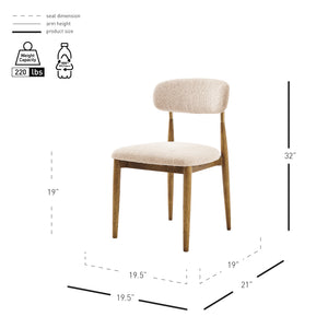 New Pacific Direct Verna Boucle Dining Side Chair Set Of 2 – Luxe Beige Fabric, Mid-century Design With Brass Accents Palladian Beige 100% Polyester (Recycled) 3900135-613-npd