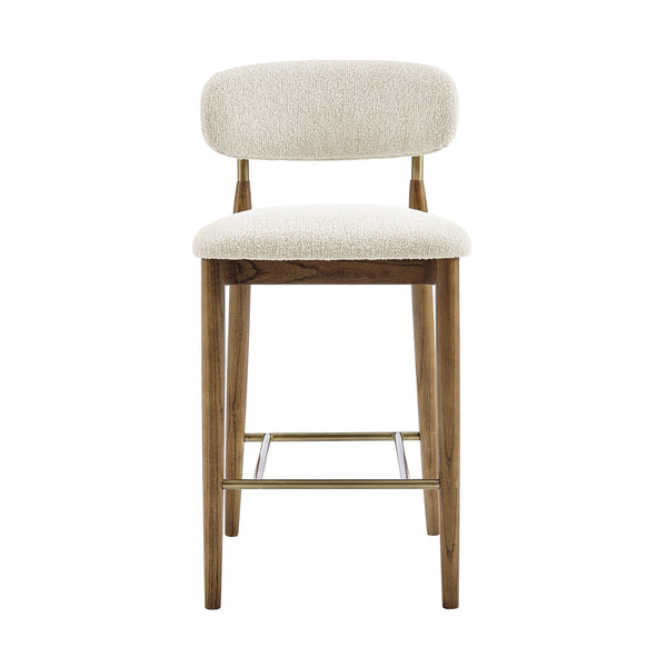 New Pacific Direct Verna Boucle Counter Stool In Palladian Beige – Chic Mid-century Design With Brass-capped Frame Palladian Beige 100% Polyester (Recycled) 3900136-613-npd