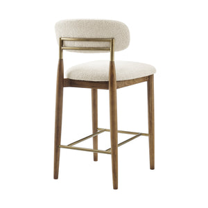 New Pacific Direct Verna Boucle Counter Stool In Palladian Beige – Chic Mid-century Design With Brass-capped Frame Palladian Beige 100% Polyester (Recycled) 3900136-613-npd