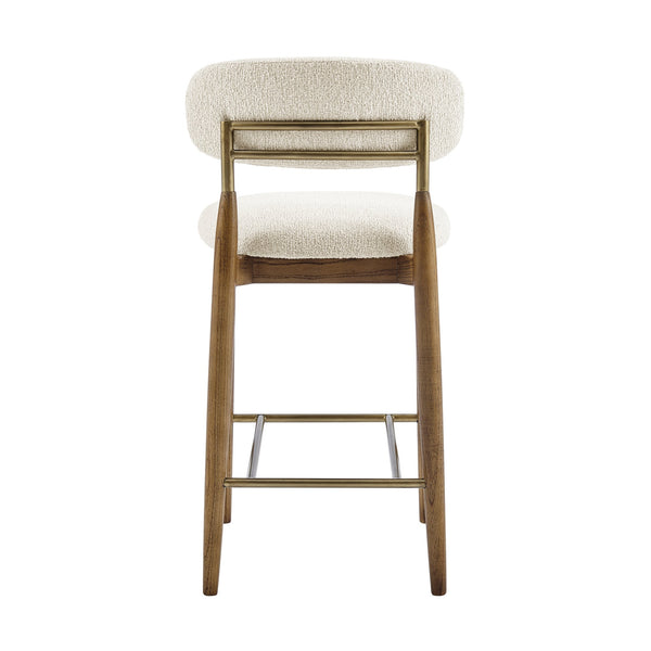 New Pacific Direct Verna Boucle Counter Stool In Palladian Beige – Chic Mid-century Design With Brass-capped Frame Palladian Beige 100% Polyester (Recycled) 3900136-613-npd