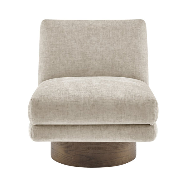New Pacific Direct Zenda Elegant Chenille Swivel Accent Chair With Plush Comfort And Stylish Wooden Base For Living Rooms Millburry Beige 100% Polyester 3900137-706-npd