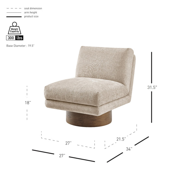 New Pacific Direct Zenda Elegant Chenille Swivel Accent Chair With Plush Comfort And Stylish Wooden Base For Living Rooms Millburry Beige 100% Polyester 3900137-706-npd